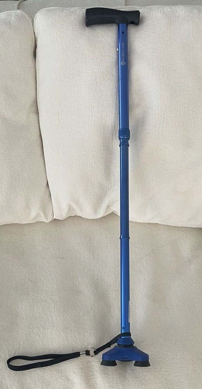 HurryCane Freedom Edition Folding Walking Cane Blue T Handle